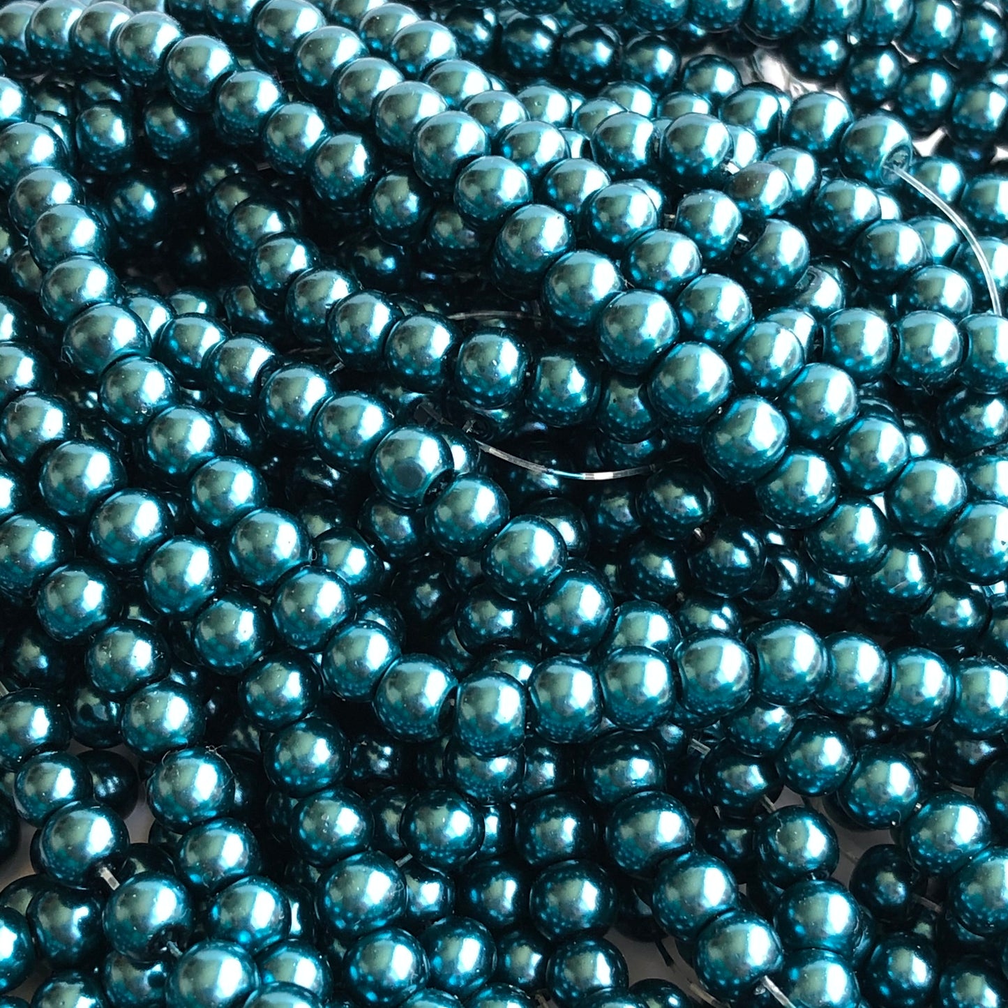 Round Glass Beads, 5mm smooth Teal Green Pearl Bead Strand Jewellery Making Spacers 170X Pieces