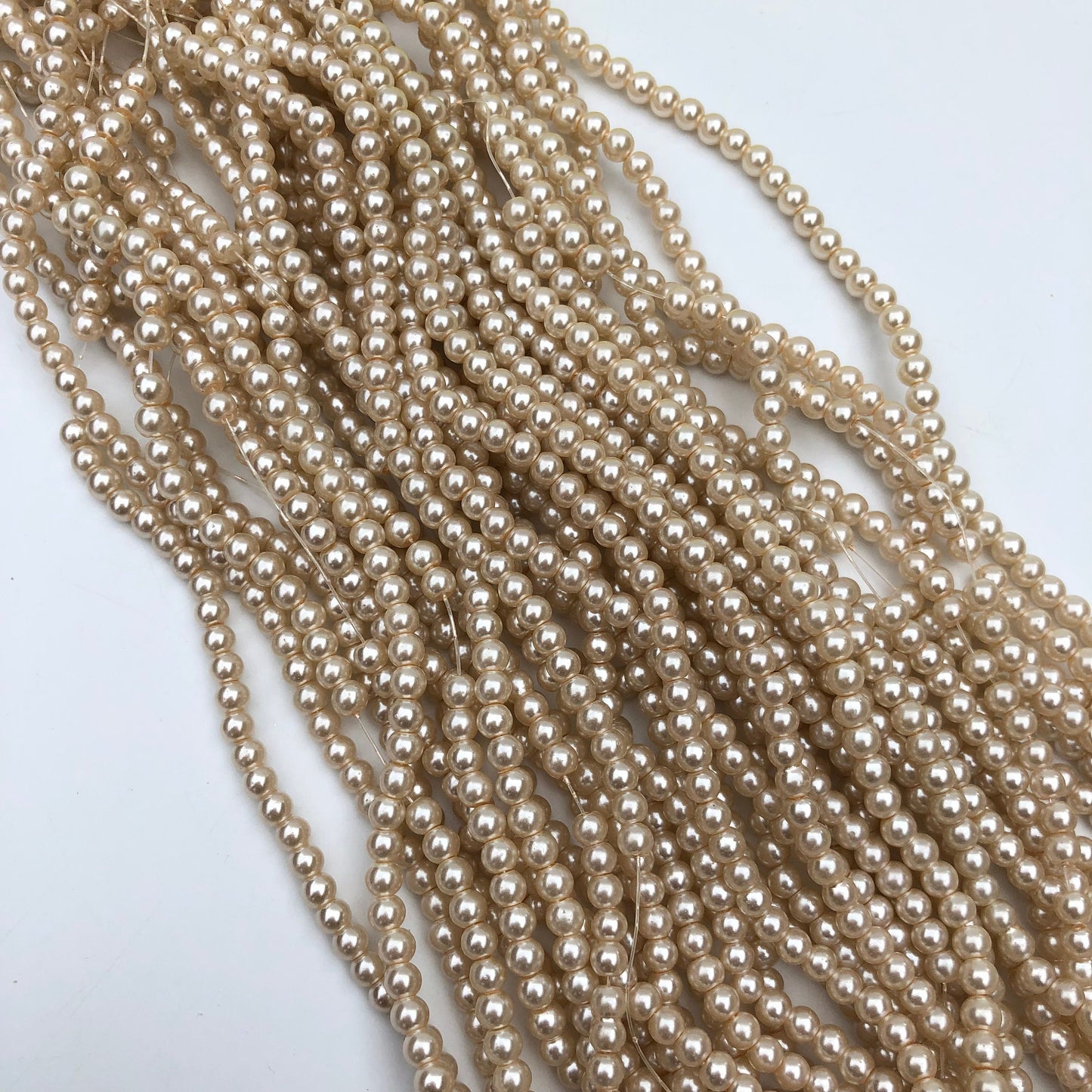 Beige Glass Pearl Beads 5mm Round DIY Bracelet Necklace Bead 170 Piece Strand