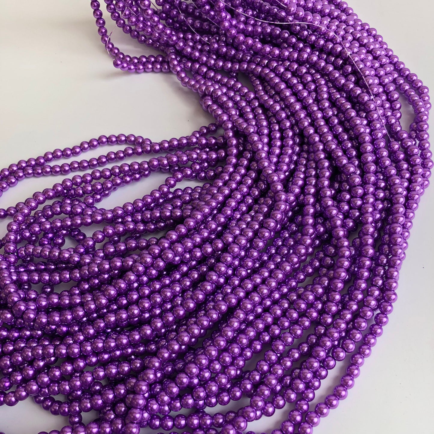 Purple Glass Pearl Bead 6mm Round DIY Bracelet Necklace Jewellery Strand Bead 135 Pieces