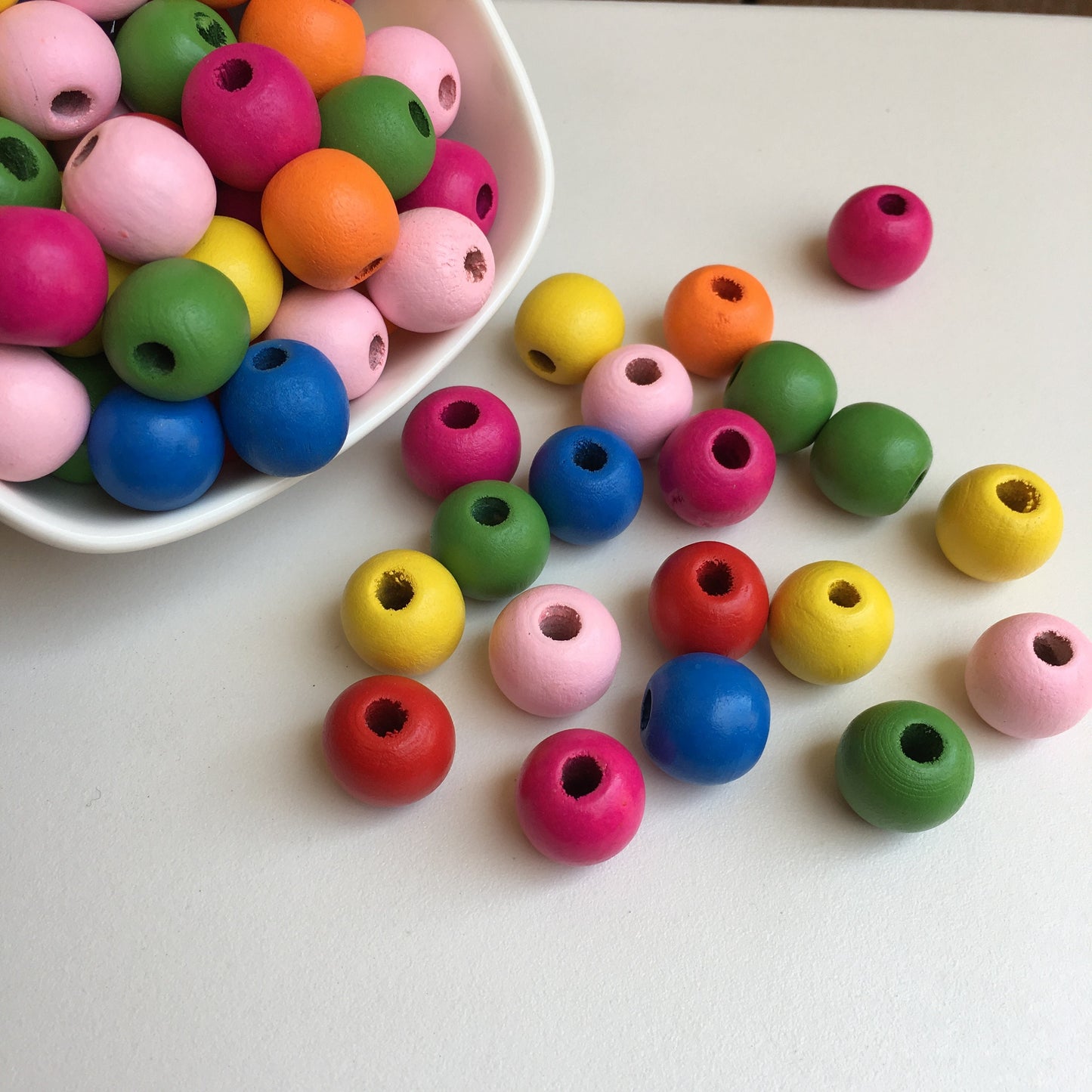 Mixed Matte Wood Beads 16mm Round Wooden Chunky Craft Bead 25 Pieces