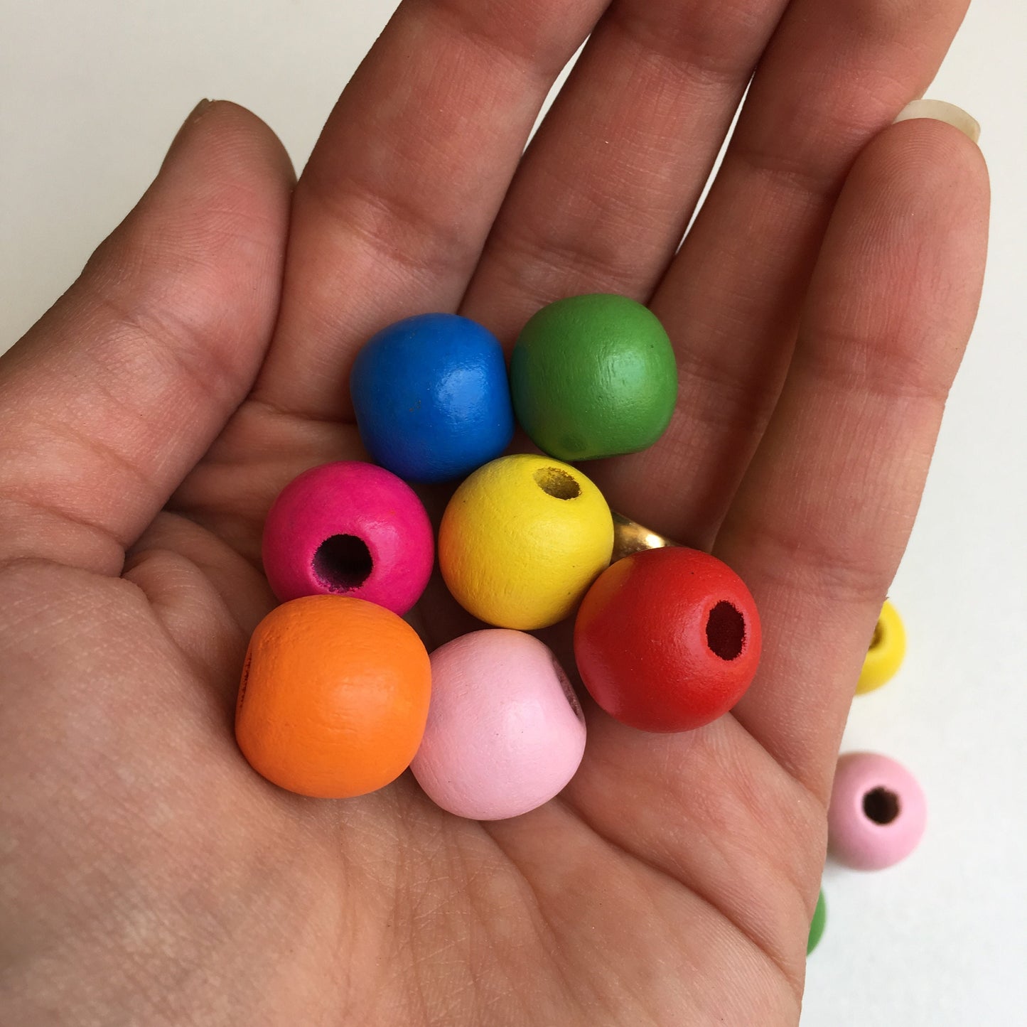 Mixed Matte Wood Beads 16mm Round Wooden Chunky Craft Bead 25 Pieces