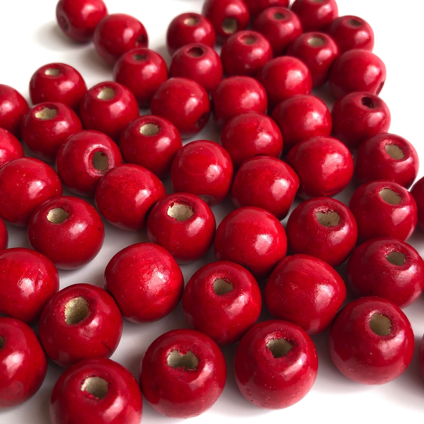 Red Macrame Wood Beads 16mm Round Wooden DIY Craft Bead 25 Pieces