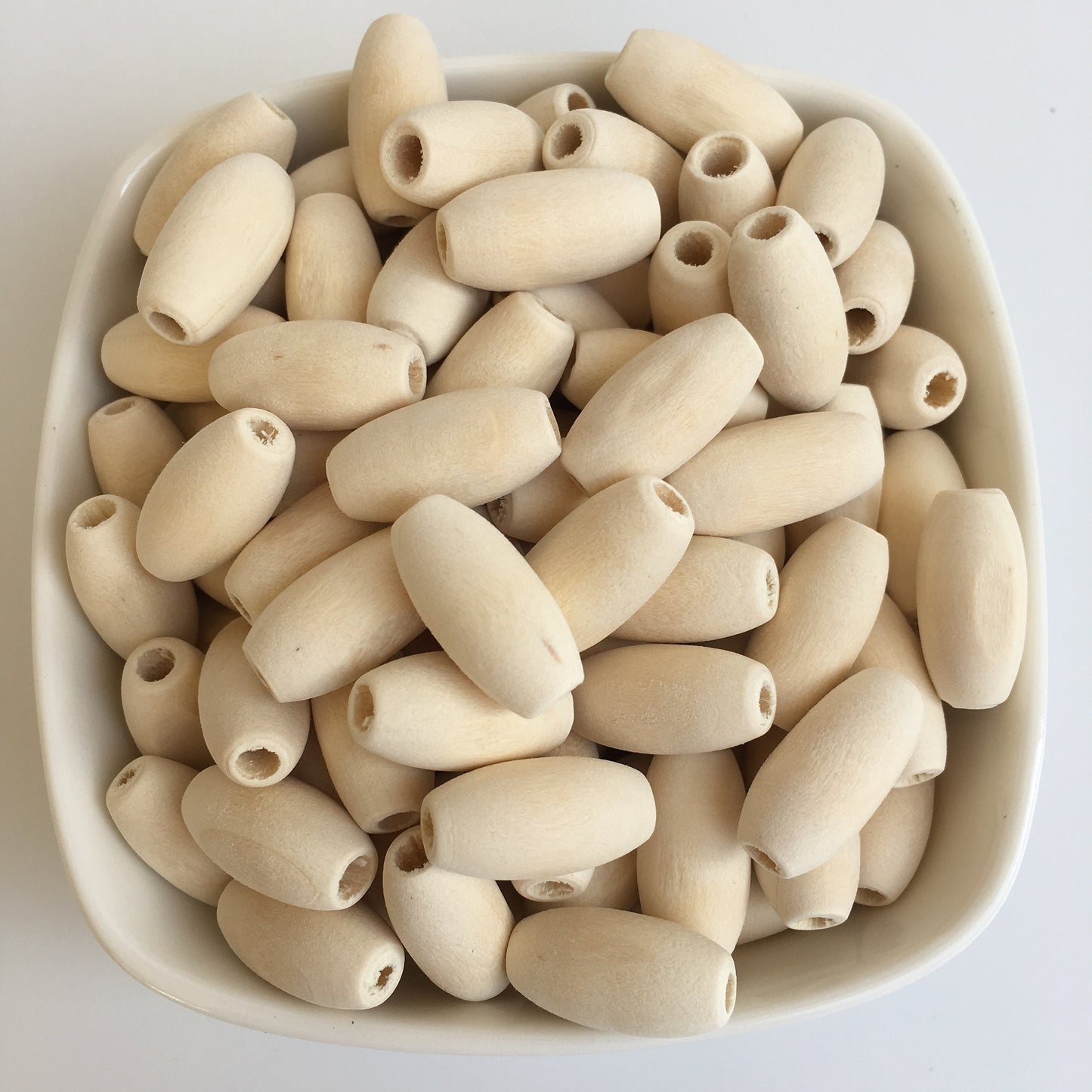 Natural Beige Unpainted Wood Beads 20x10mm Oval Wooden Craft Bead 25 Pieces