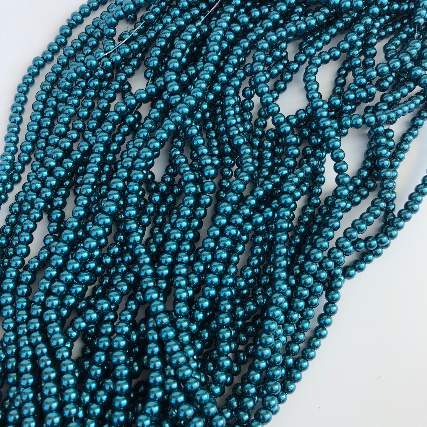 Round Glass Beads, 5mm smooth Teal Green Pearl Bead Strand Jewellery Making Spacers 170X Pieces