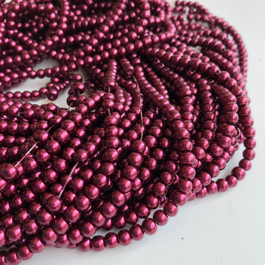 Maroon Glass Pearl Beads 5mm Round Burgundy DIY Jewellery Necklace Making Bead 170 Piece Strand