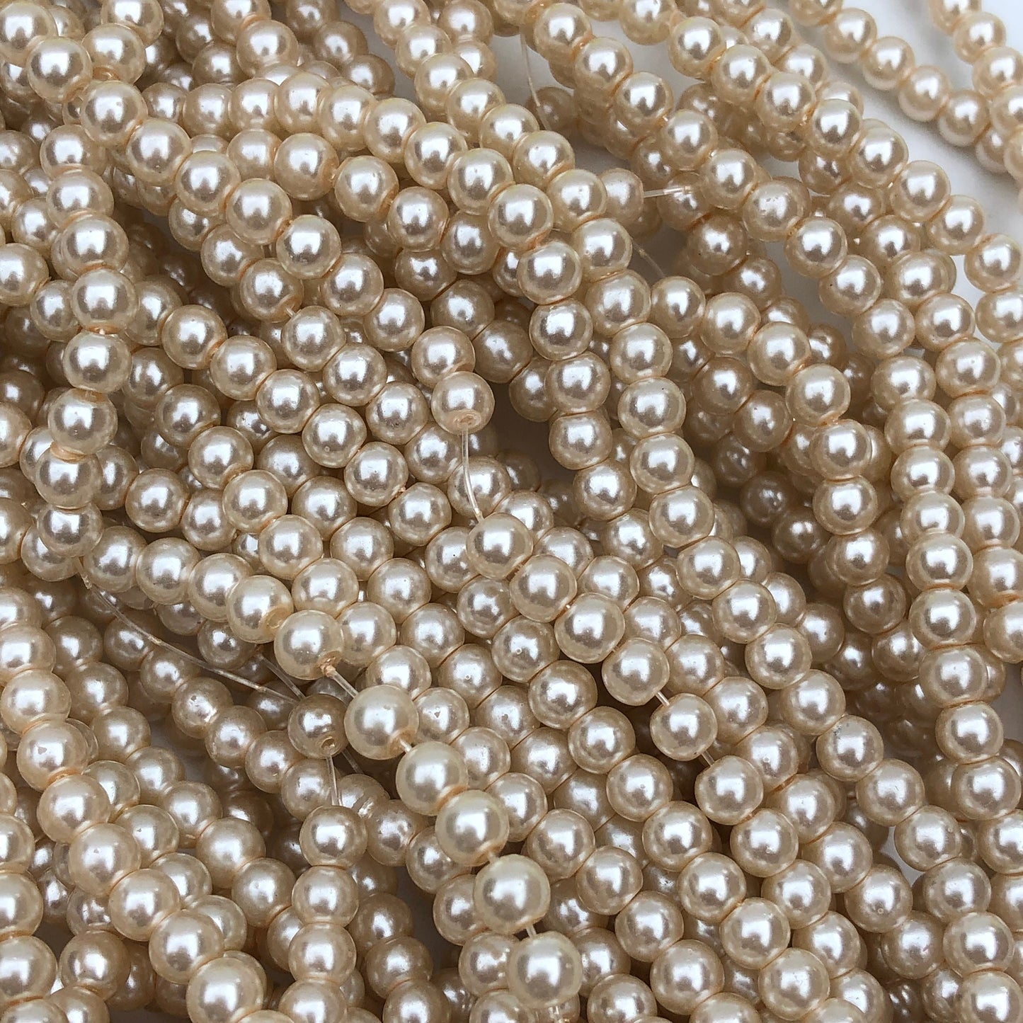 Beige Glass Pearl Beads 5mm Round DIY Bracelet Necklace Bead 170 Piece Strand