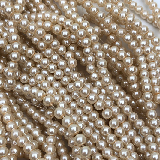 Beige Glass Pearl Beads 5mm Round DIY Bracelet Necklace Bead 170 Piece Strand