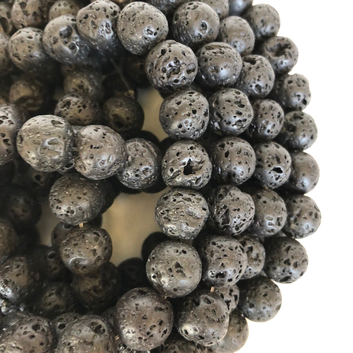 Black Lava Rock Beads 14mm Round Natural Mineral Bead 28 Piece Strand