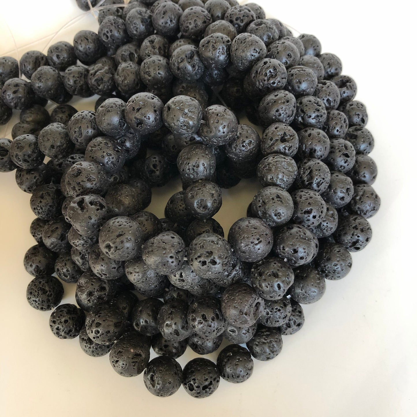 Black Lava Rock Beads 14mm Round Natural Mineral Bead 28 Piece Strand