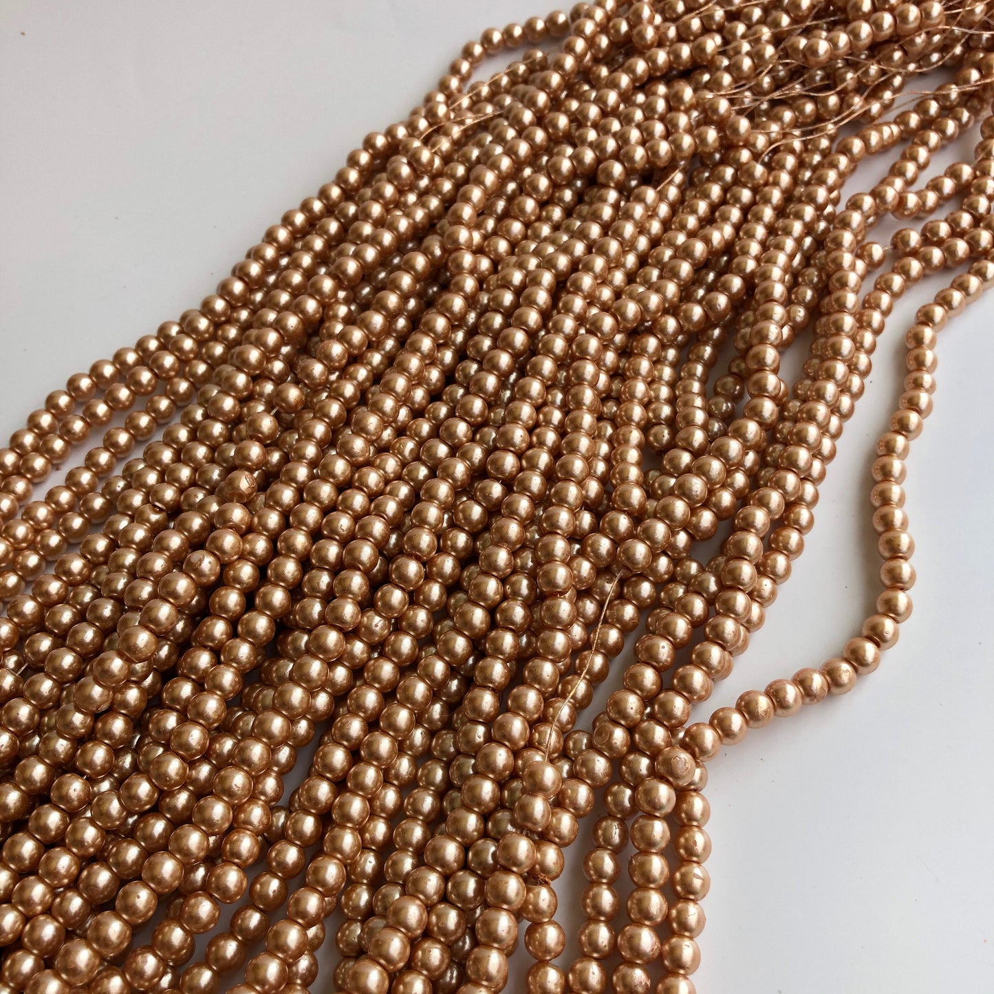 Gold Glass Pearl Beads 6mm Round DIY Jewellery Bracelet Necklace Making Strand Bead 140 Pieces