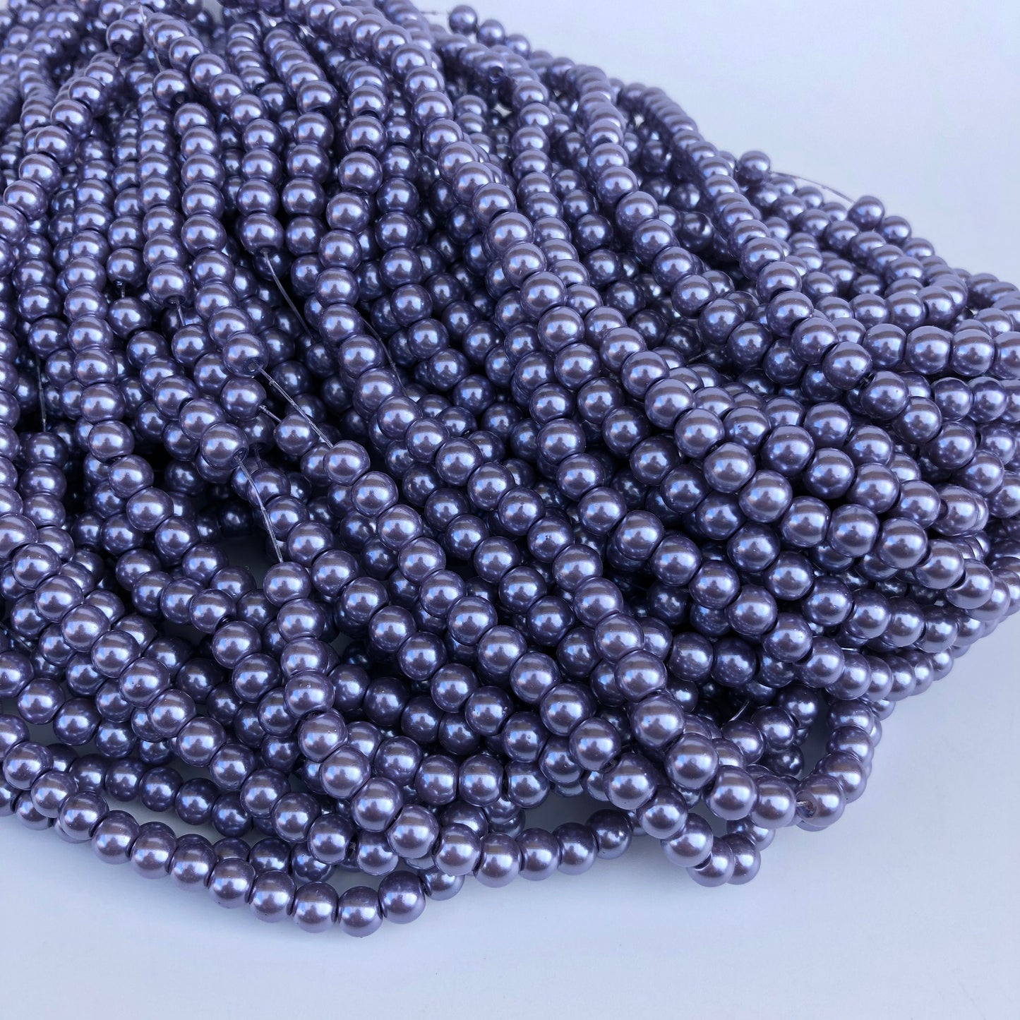 Violet Glass Pearl Beads 6mm Round Icy Blue DIY Necklace Bracelet Jewellery Making Strand Bead 140 Pieces