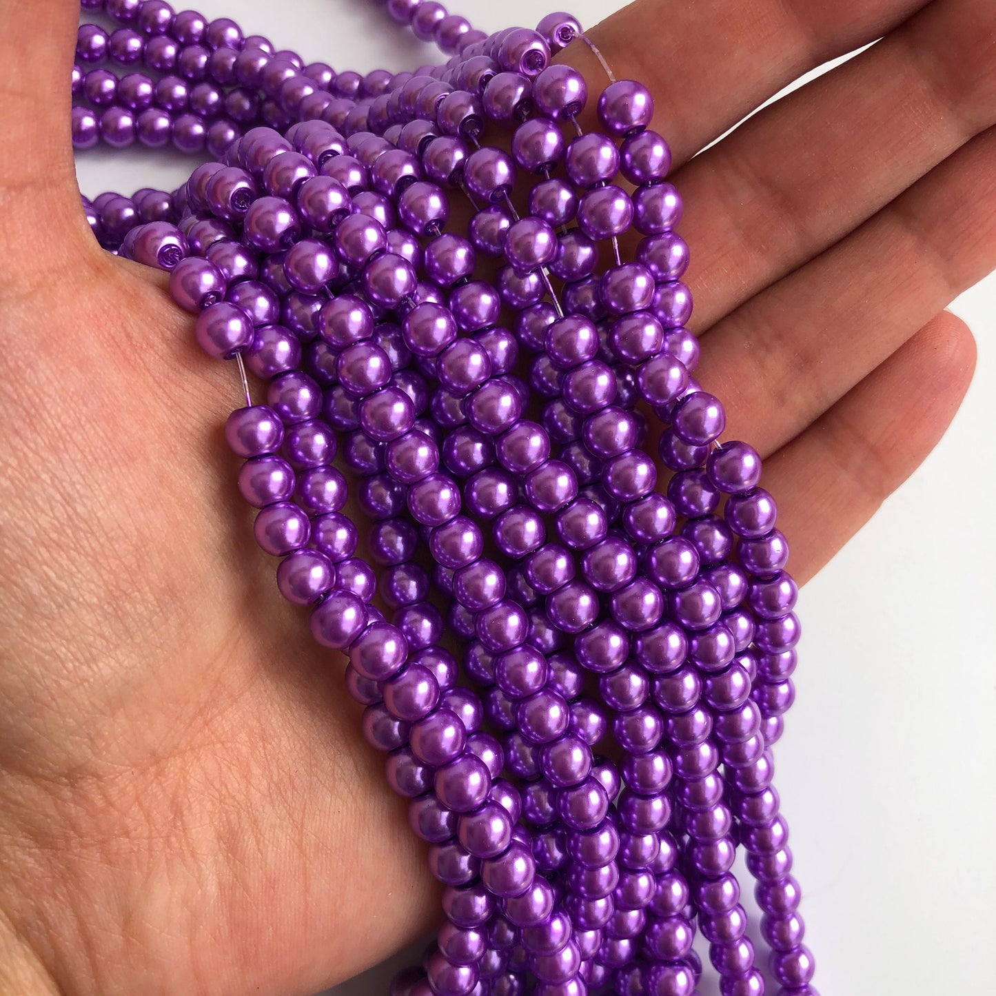 Purple Glass Pearl Bead 6mm Round DIY Bracelet Necklace Jewellery Strand Bead 135 Pieces