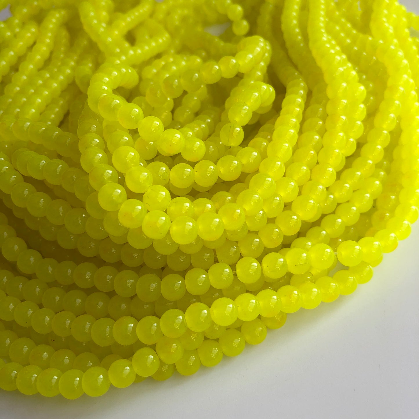 Fluro Yellow Glass Beads 6mm Round DIY Bracelet Necklace Making Bead 140 Piece Strand