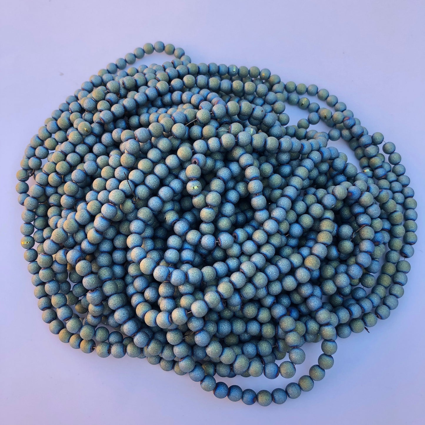 Turquoise Green Electroplated Glass Beads 6mm Round Metallic Bead 99 Piece Strand