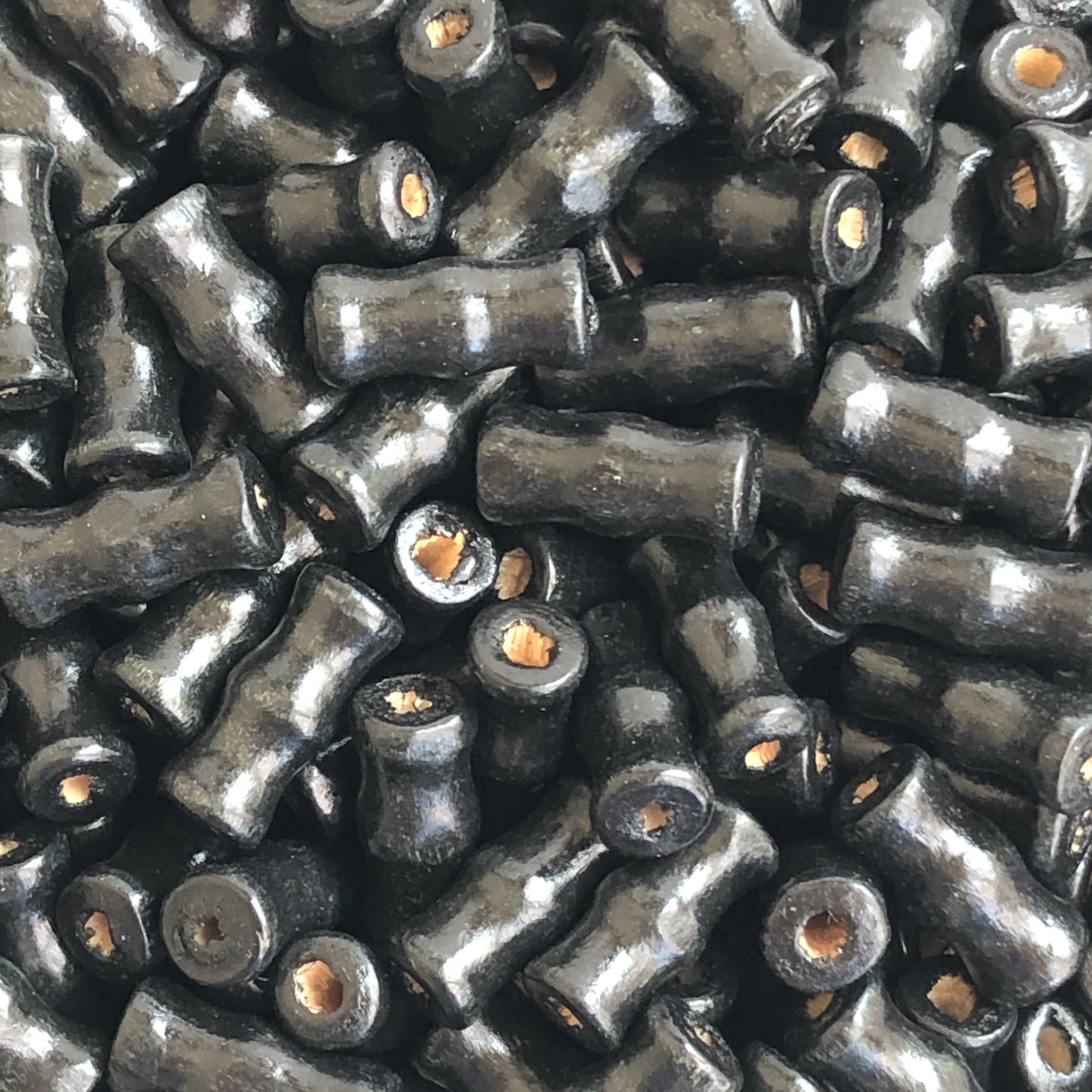 Black Wood Beads 16x7mm Column Tube Wooden Craft Guru Bead 25 Pieces