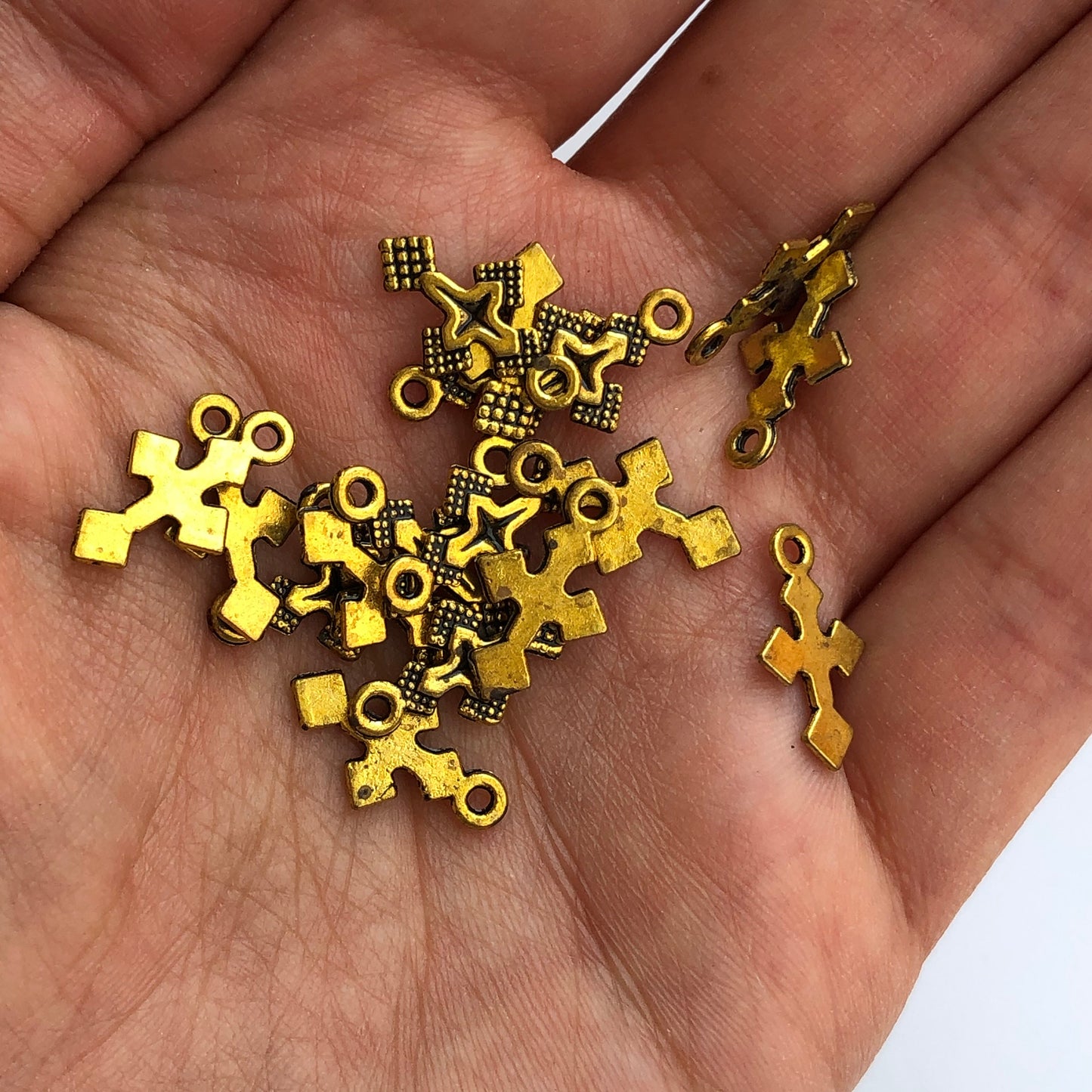 Antique Gold Cross Charm 