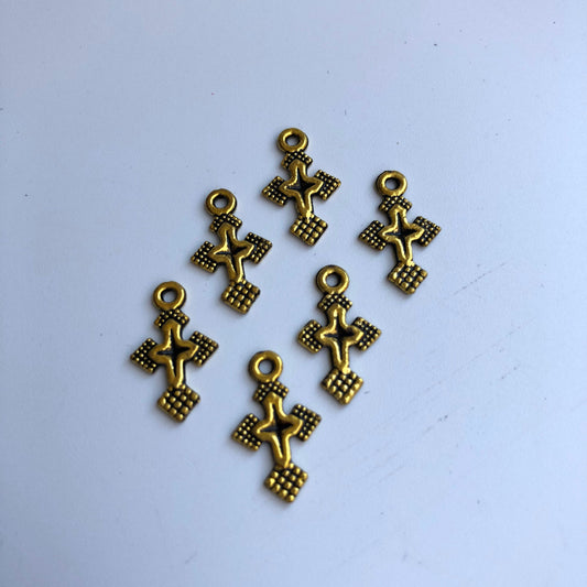 Antique Gold Cross Charm 