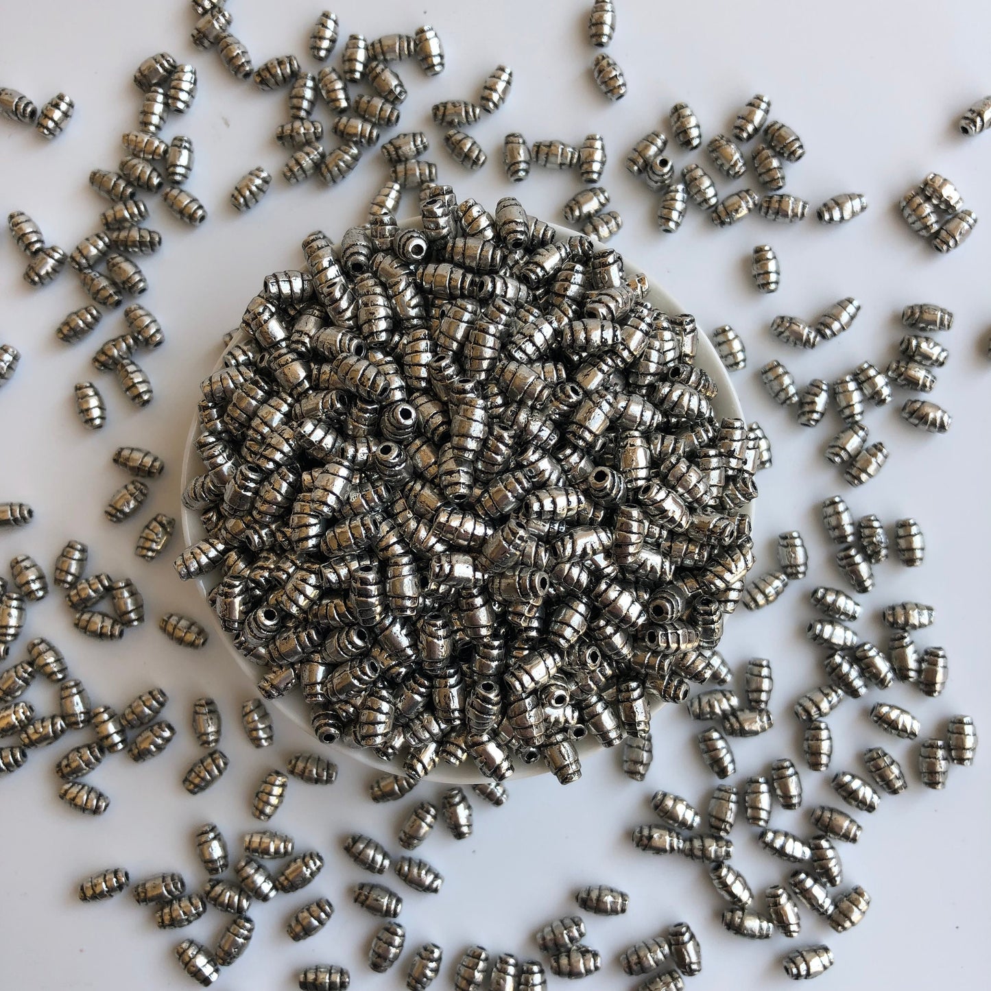 50 pcs Metal Beads, 7mm x 5mm Oval Silver Roce Bead, Criossant Shape Metallic Spacer