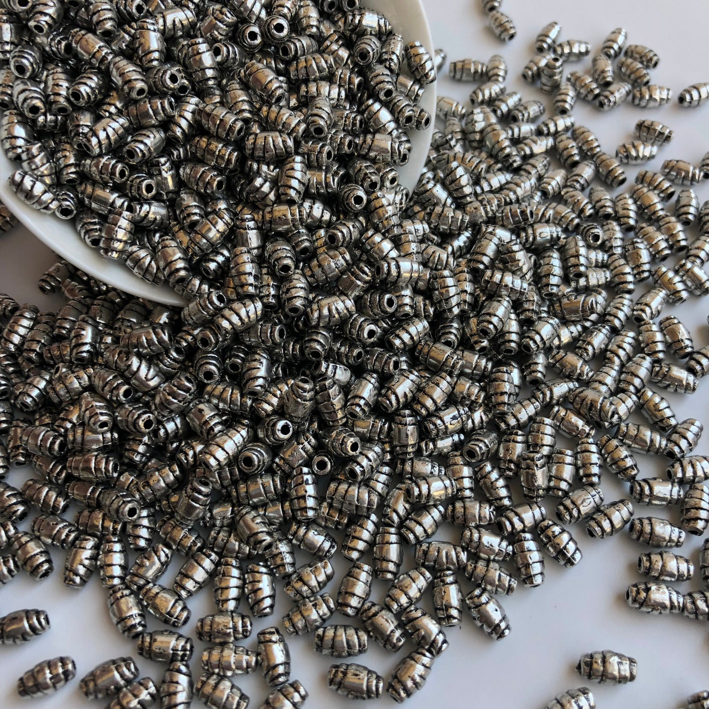 50 pcs Metal Beads, 7mm x 5mm Oval Silver Roce Bead, Criossant Shape Metallic Spacer