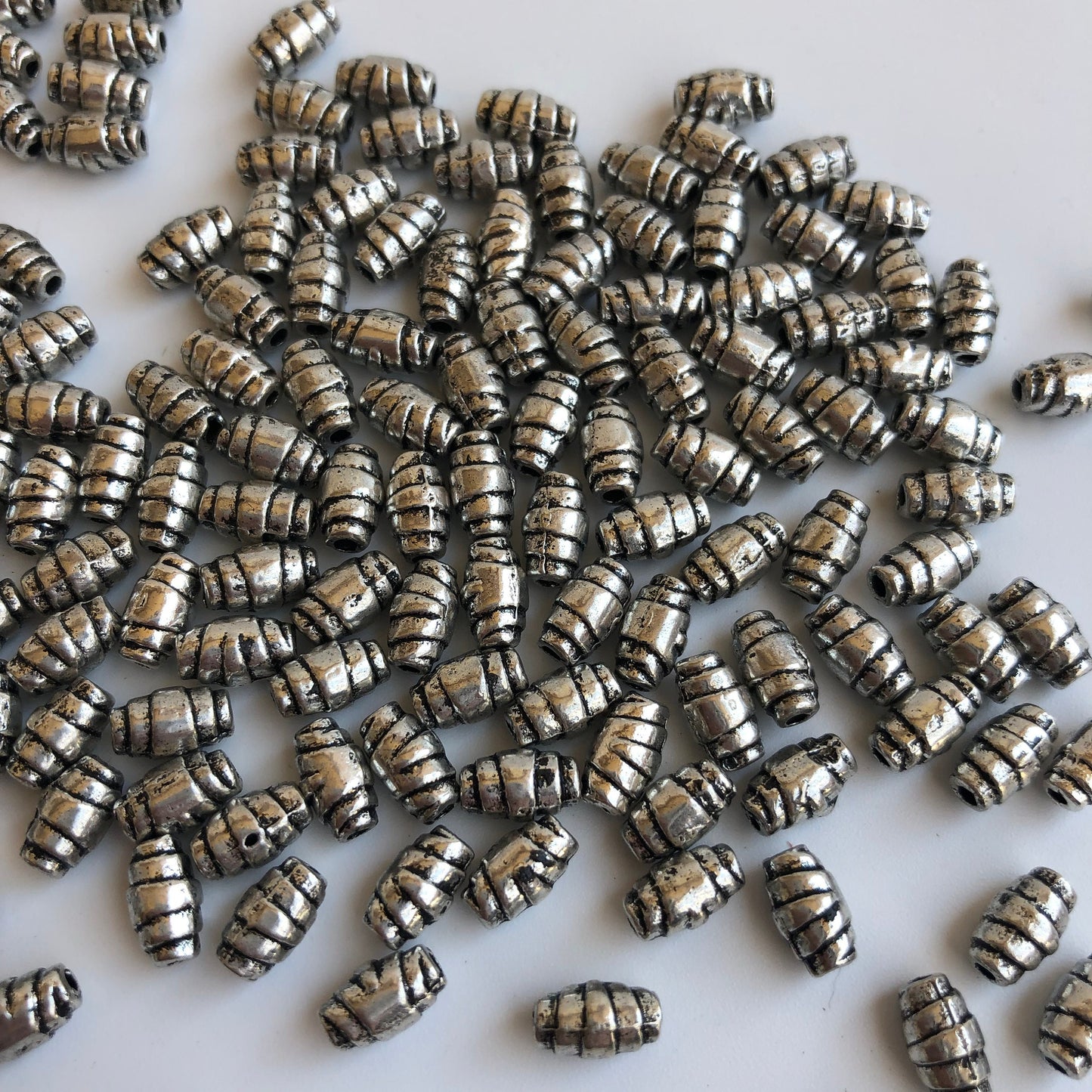 50 pcs Metal Beads, 7mm x 5mm Oval Silver Roce Bead, Criossant Shape Metallic Spacer