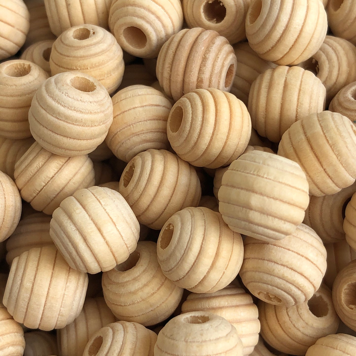 Natural Unpainted Spiral Wood Beads 12mm Round Beehive Craft Bead 20 Pieces