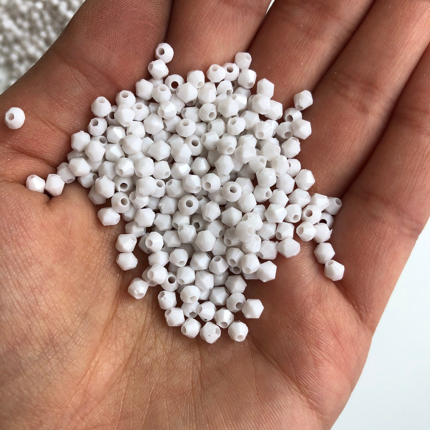 White Mini Bead Spacers 4mm Plastic Bicone Craft Beads 250 Pieces