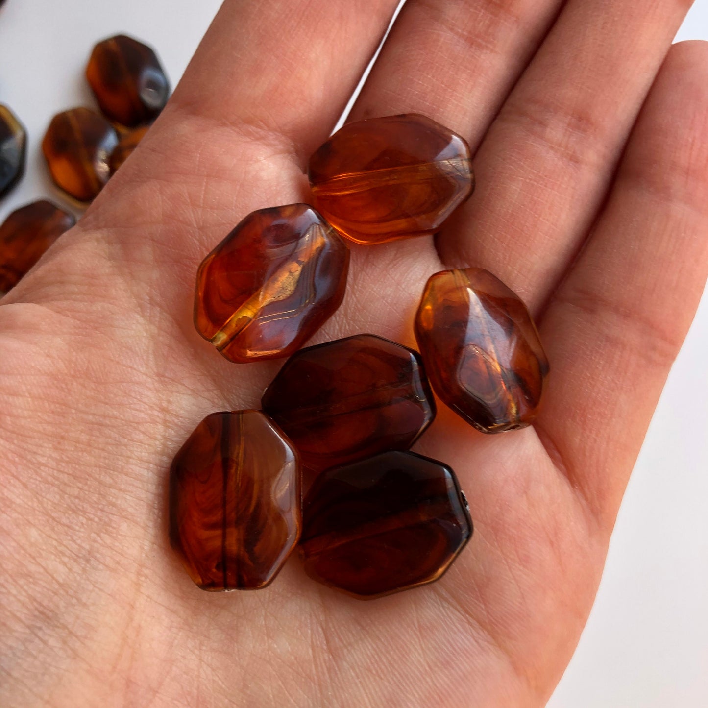 Honey Orange Brown Octagon Beads 20x15mm Acrylic Resin Bead Statement 10 Pieces