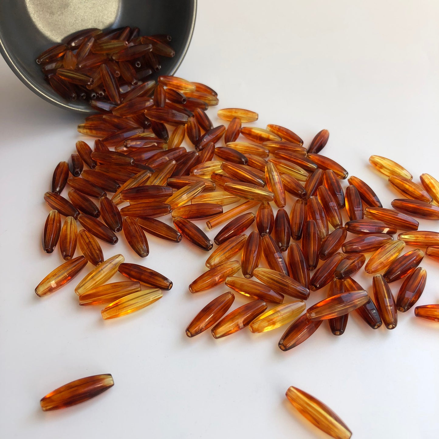 Honey Orange Brown Resin Beads 21x7mmLong Oval Jewellery Craft Beads 20 Pieces