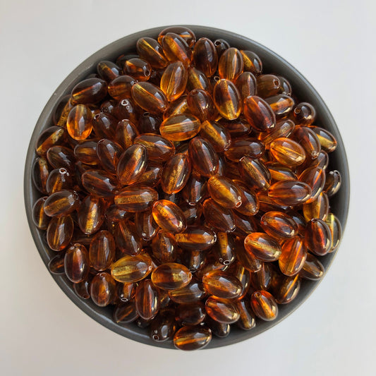 Honey Orange Brown Resin Beads 12x8mm Oval DIY Jewellery Craft Bead 25 Pieces