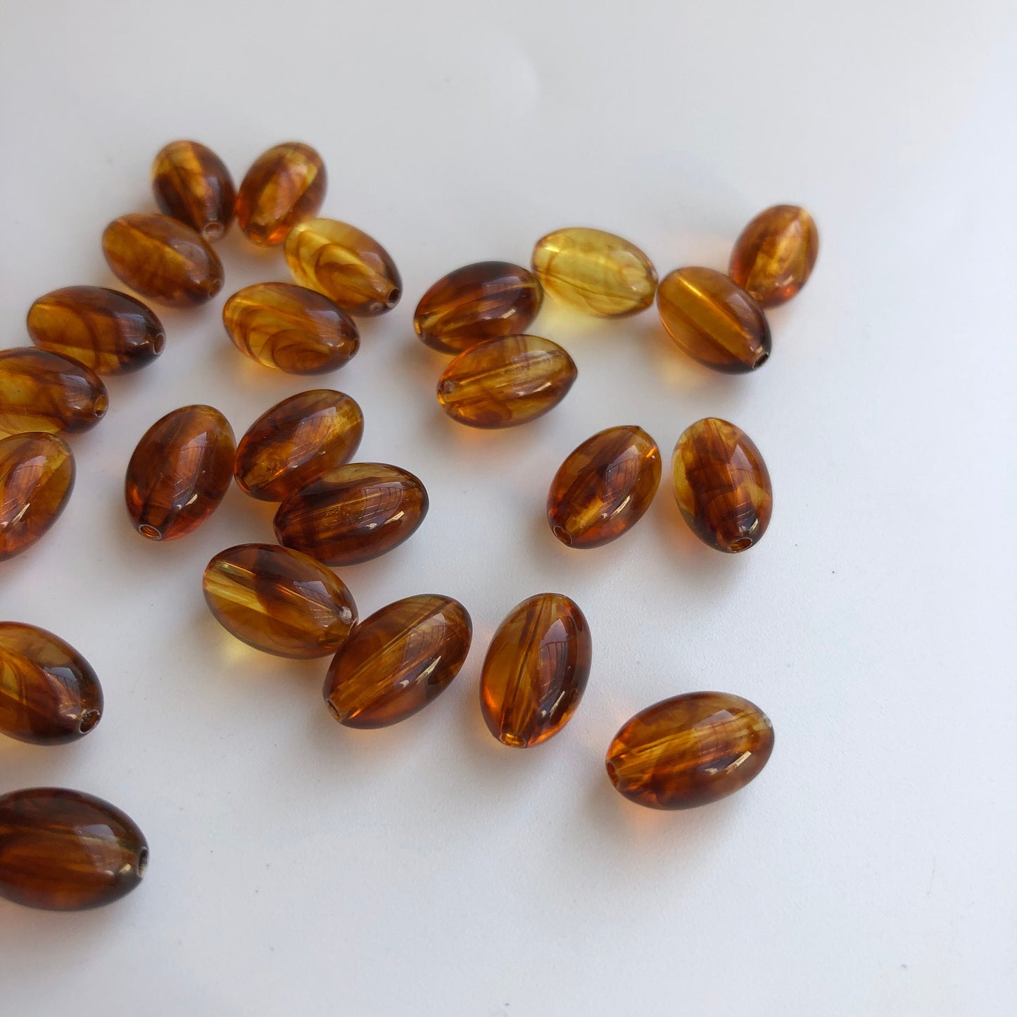 Honey Orange Brown Resin Beads 12x8mm Oval DIY Jewellery Craft Bead 25 Pieces