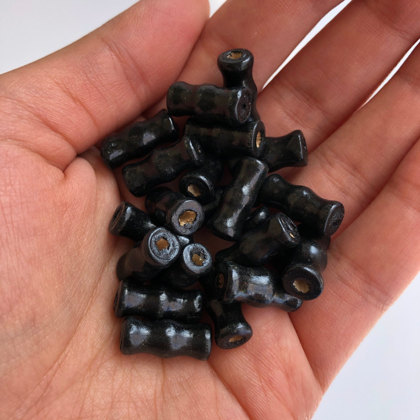 Black Wood Beads 16x7mm Column Tube Wooden Craft Guru Bead 25 Pieces