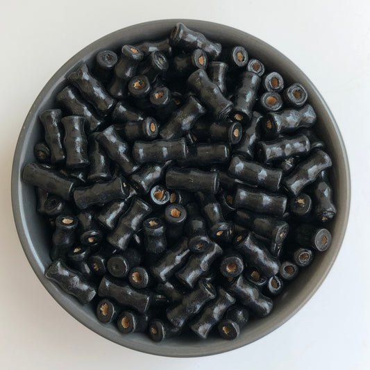 Black Wood Beads 16x7mm Column Tube Wooden Craft Guru Bead 25 Pieces