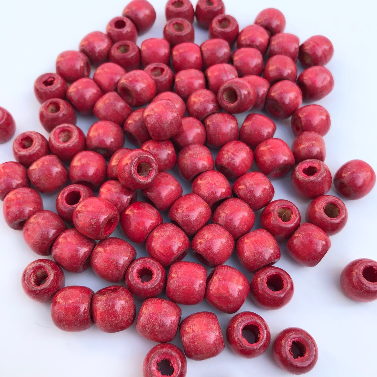 Wooden Macrame Beads | 12mm Red Beads | Bead Charm and Treasure