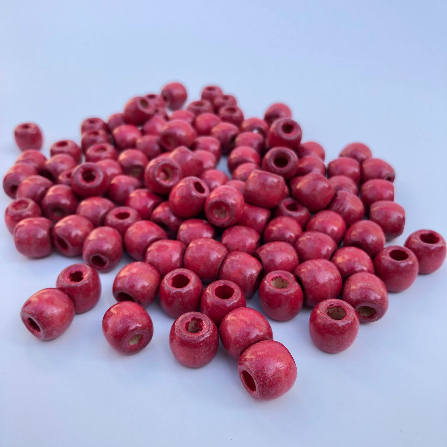 Wooden Macrame Beads | 12mm Red Beads | Bead Charm and Treasure