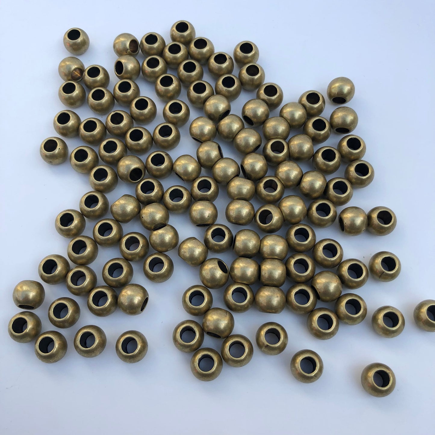 50X Matte Gold Macrame Beads 10x8mm Metallic Hair Pony Bead, Seamless Acrylic Plastic Craft Hair Jewellery Making Bead