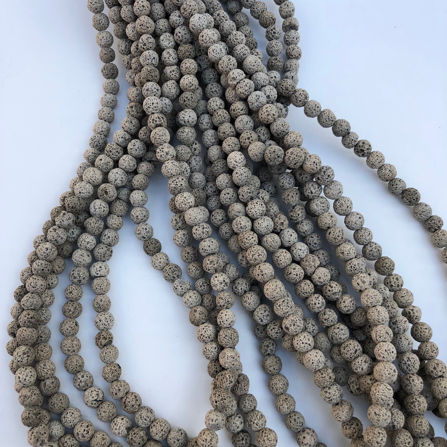 50pcs Natural Grey Volcanic Lava Bead 40cm Strand 8-8.5mm Round Matte Mineral Rock Beads