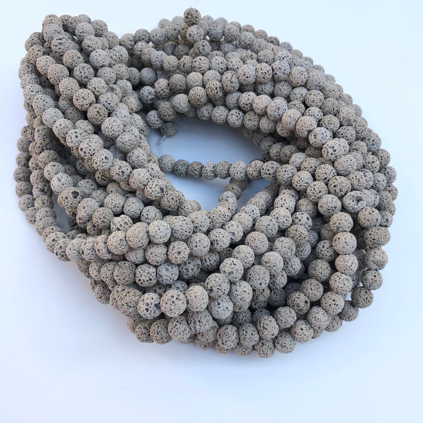 50pcs Natural Grey Volcanic Lava Bead 40cm Strand 8-8.5mm Round Matte Mineral Rock Beads