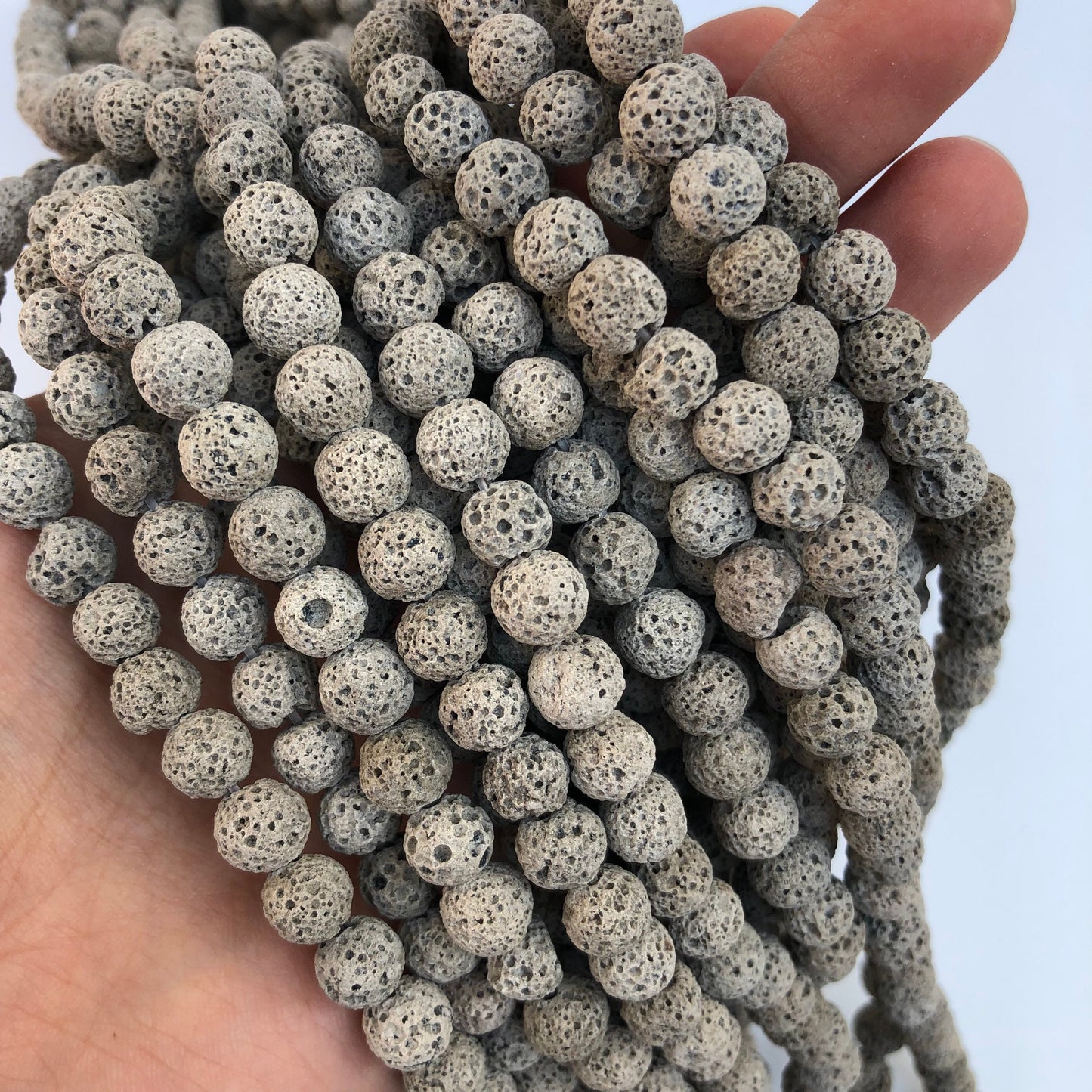 50pcs Natural Grey Volcanic Lava Bead 40cm Strand 8-8.5mm Round Matte Mineral Rock Beads