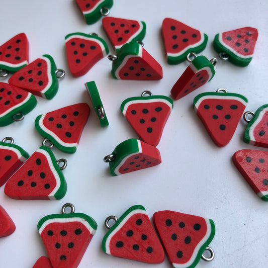 Red Watermelon Charm Pendant 16x14mm Melon Slice Finding Charm Trinket 10 Pieces