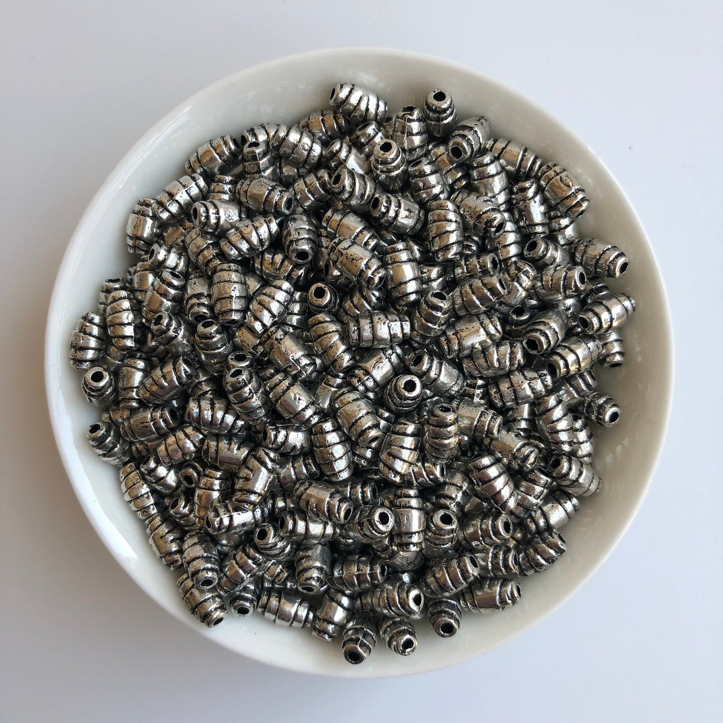 50 pcs Metal Beads, 7mm x 5mm Oval Silver Roce Bead, Criossant Shape Metallic Spacer