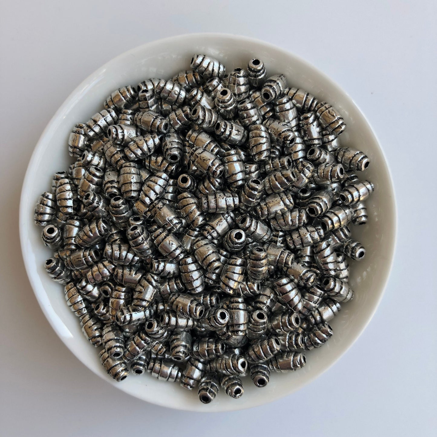 50 pcs Metal Beads, 7mm x 5mm Oval Silver Roce Bead, Criossant Shape Metallic Spacer