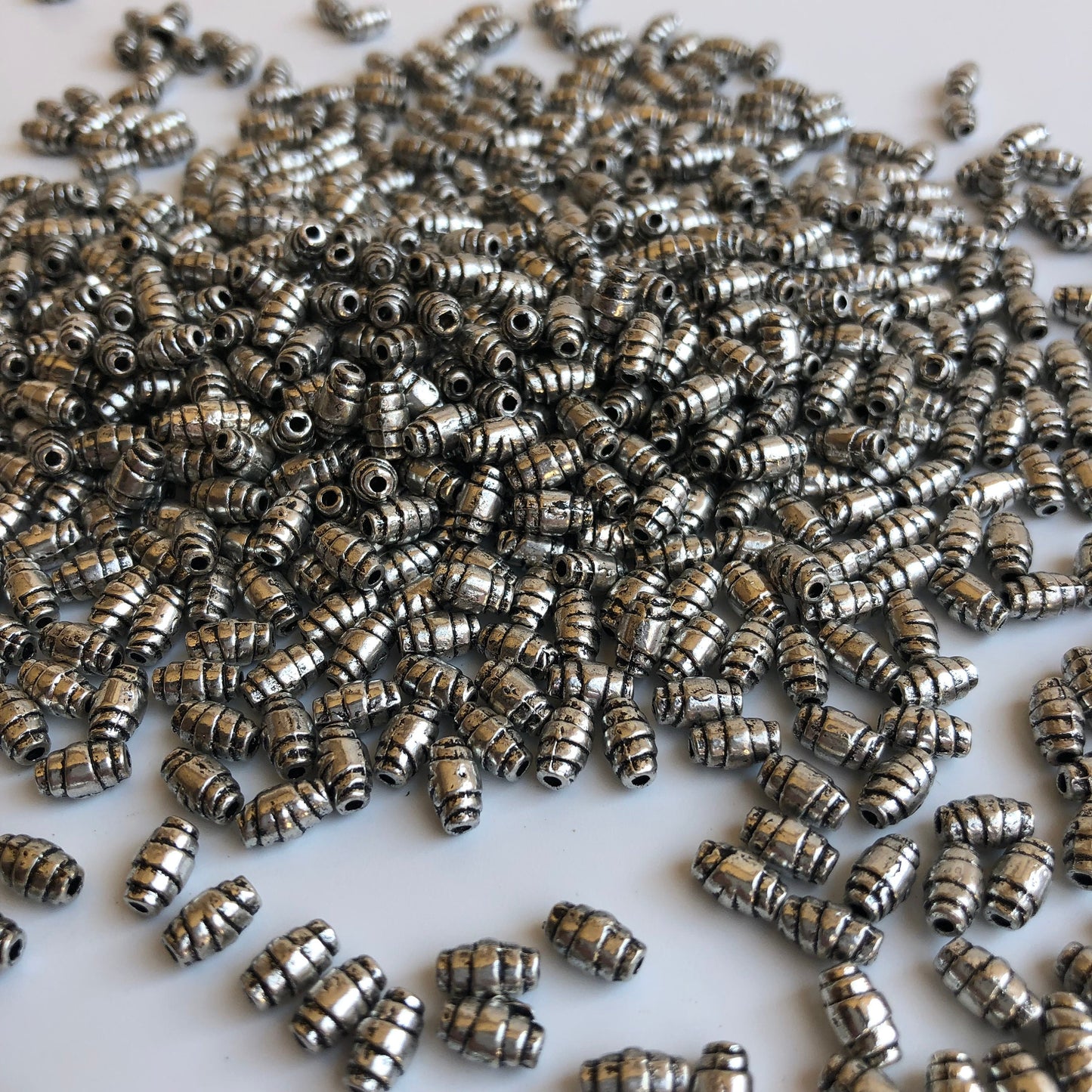 50 pcs Metal Beads, 7mm x 5mm Oval Silver Roce Bead, Criossant Shape Metallic Spacer