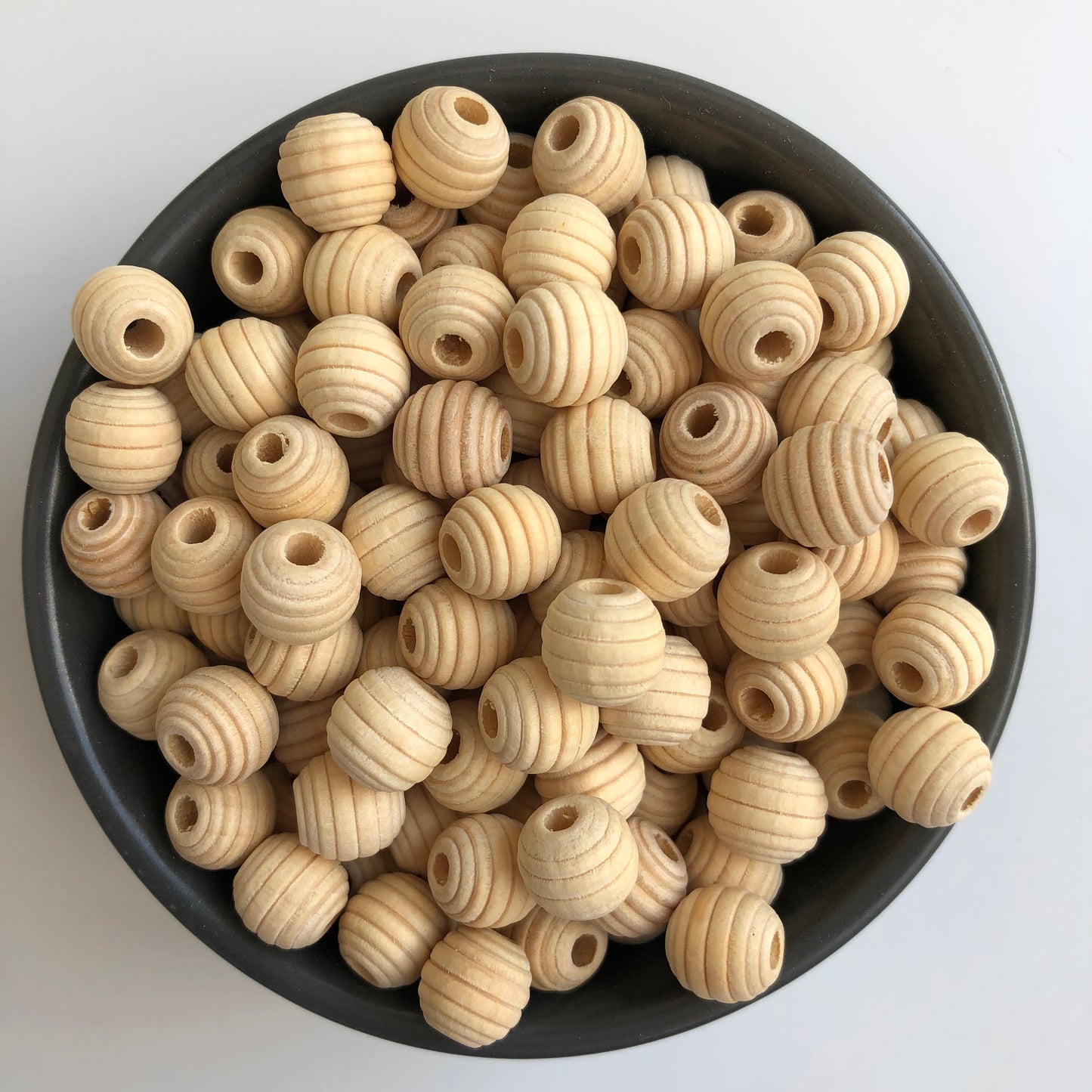 Natural Unpainted Spiral Wood Beads 12mm Round Beehive Craft Bead 20 Pieces