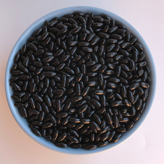 8x4mm Rice Beads Black Oval Plastic Resin Craft Bead 100 Pieces