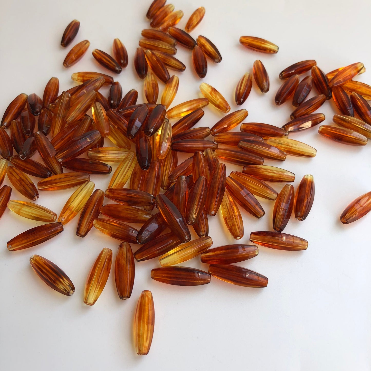 Honey Orange Brown Resin Beads 21x7mmLong Oval Jewellery Craft Beads 20 Pieces