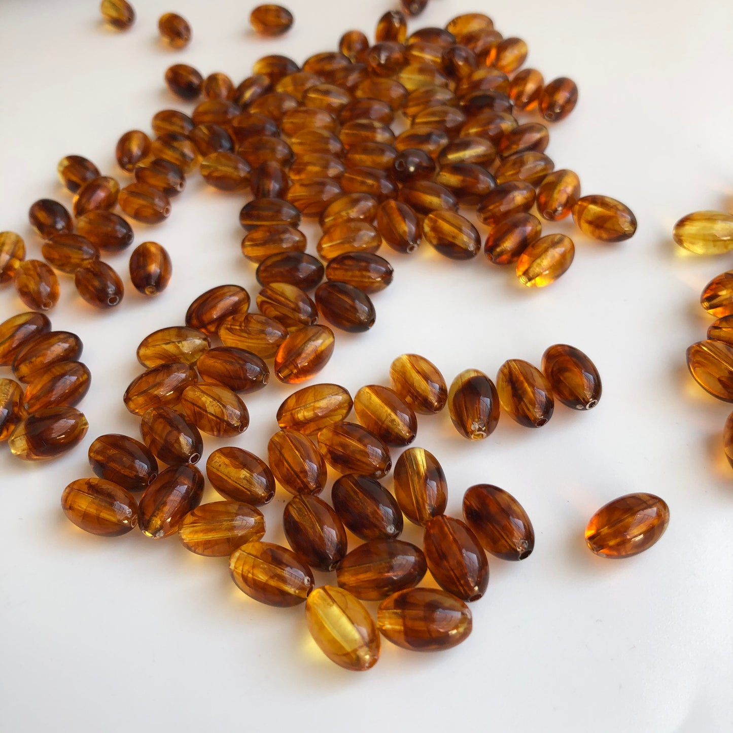 Honey Orange Brown Resin Beads 12x8mm Oval DIY Jewellery Craft Bead 25 Pieces