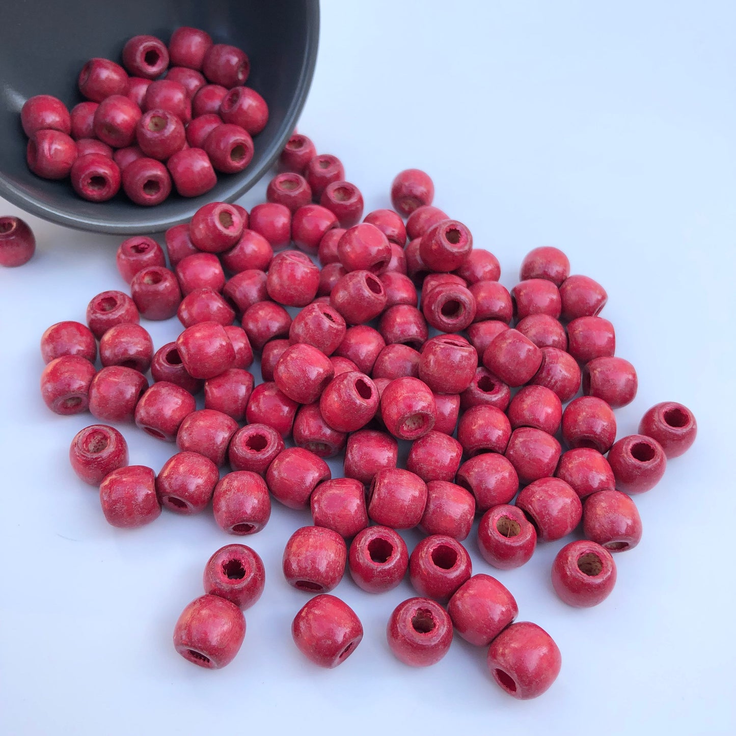 Wooden Macrame Beads | 12mm Red Beads | Bead Charm and Treasure