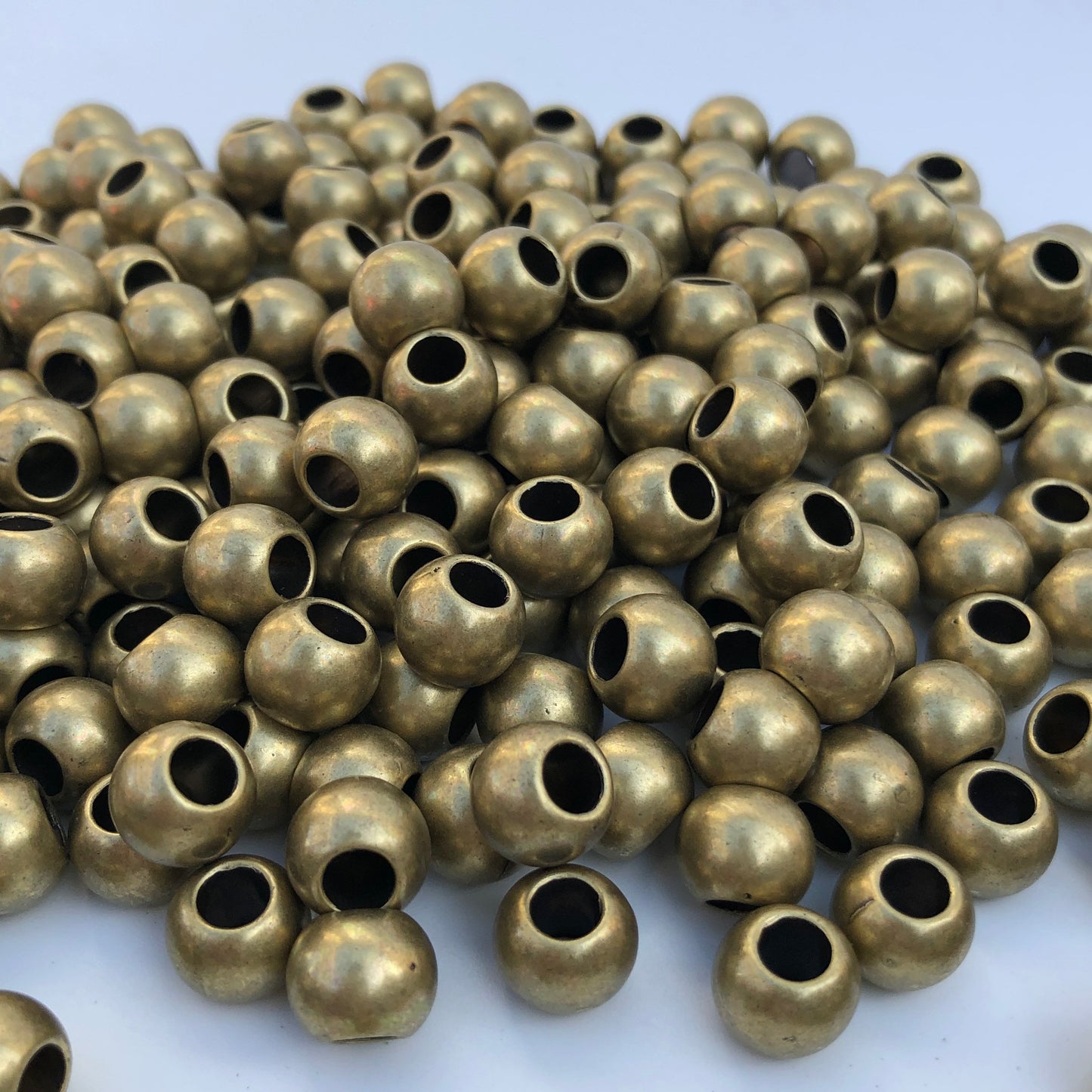 50X Matte Gold Macrame Beads 10x8mm Metallic Hair Pony Bead, Seamless Acrylic Plastic Craft Hair Jewellery Making Bead