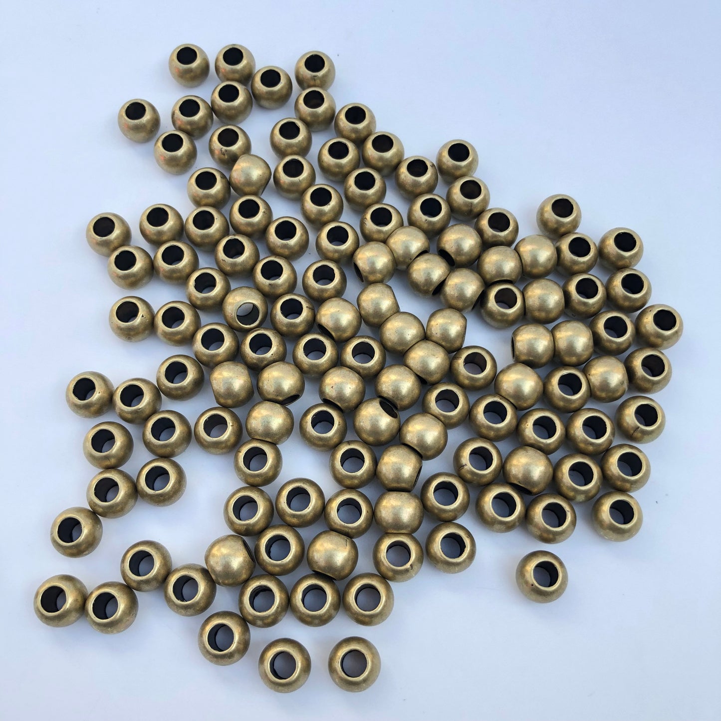 50X Matte Gold Macrame Beads 10x8mm Metallic Hair Pony Bead, Seamless Acrylic Plastic Craft Hair Jewellery Making Bead