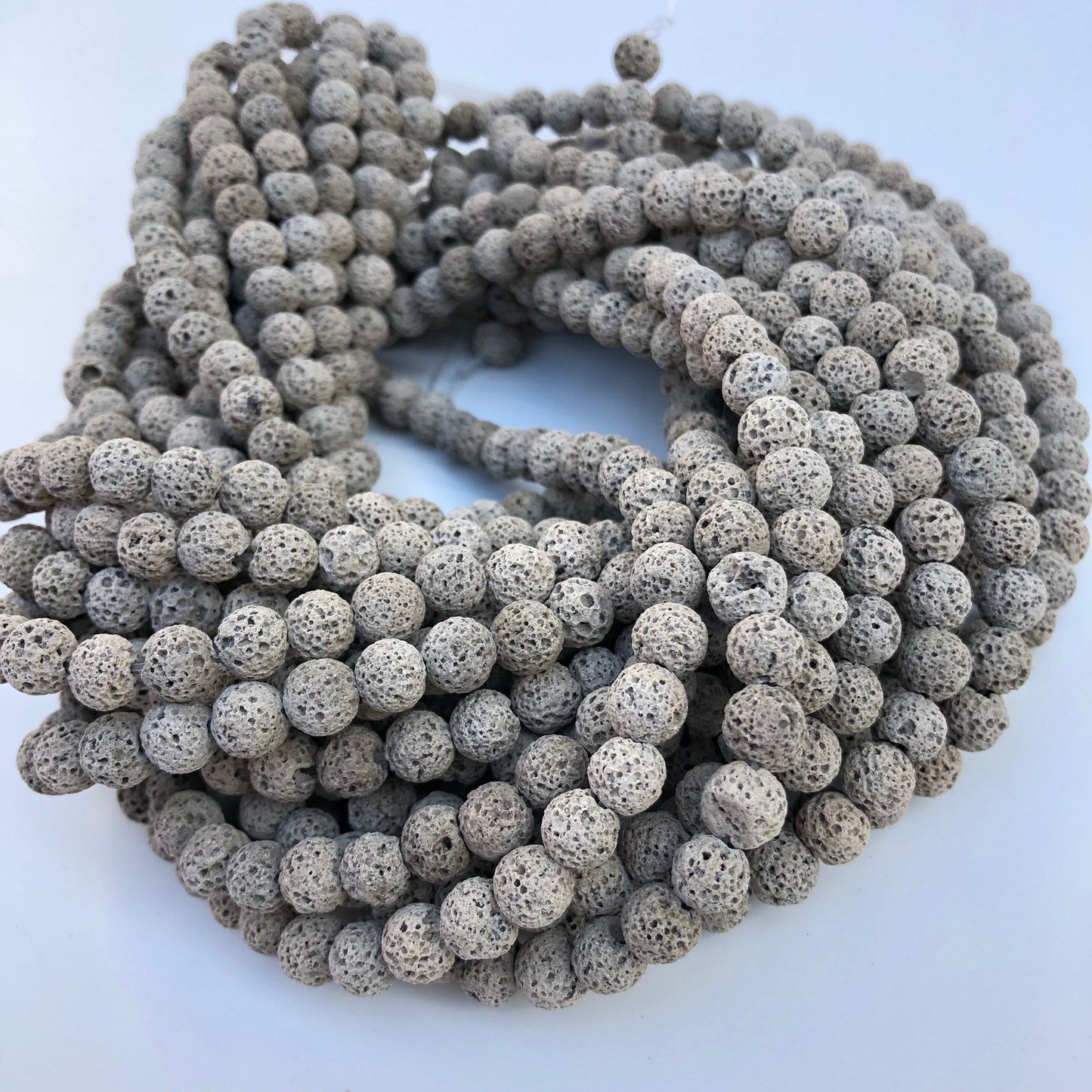 50pcs Natural Grey Volcanic Lava Bead 40cm Strand 8-8.5mm Round Matte Mineral Rock Beads